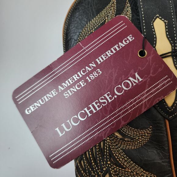 Lucchese Western Boots Womens Size 6B Hillsboro Lazer Design Snip Toe Black - Picture 13 of 14